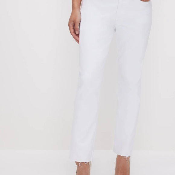 Authentic Good American White Straight Exposed Button-fly Raw Hem Petite Jeans - Picture 2 of 7